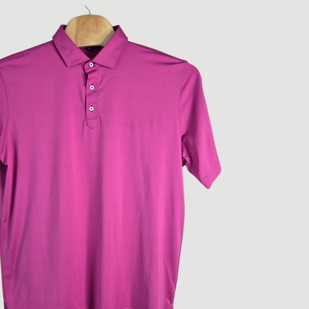 Stitch Golf The Dave Pink Stripe Performance Polo Shirt Mens XL Made in‎ Peru